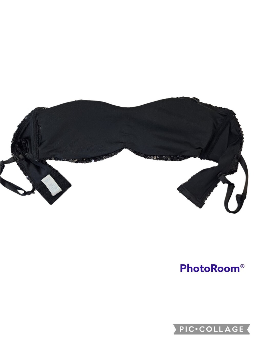 Rene Rofe Sequin bandeau bra adjustable straps removable cups size large - Picture 3 of 11